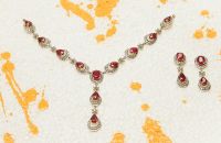 Diamond & Ruby necklace + Earring set