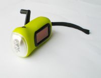 Hand Crank Solar Powered 3 LED Flashlight Torch