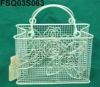 metal  basket with white rose