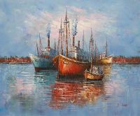 oil painting -boats