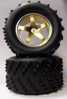 R/C parts: Golden Aluminum 5 Spoke Wheels and Spike Tires 1 Pair