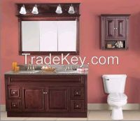 Wood Bath Vanity Wall Mounted Cabinet Customized Bathroom Furniture