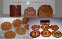 SET OF 6 PIECES MACHU PICCHU LEATHER COASTERS