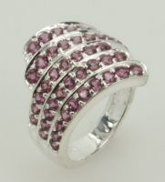 925 Sterling Ring Studded with Genuine Semi-Precious Gemstones