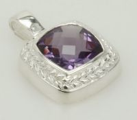 925 Sterling Silver Pendant Studded with Genuine Gemstone