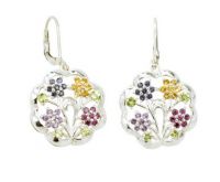 925 Sterling Silver Ear-Rings Studded with Genuine Gemstone