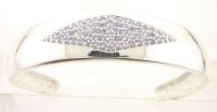 925 Sterling Silver Bangle Studded with Genuine Gemstone