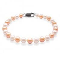 6-7mm AA Single Row Round Pearl Bracelet, Sterling Silver or 14k Gold