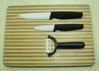 Cermaic knives 3pcs with bamboo cutting board