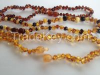 Baltic amber teething necklace with safe clasps