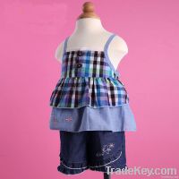 2013 New Babies Plaid skirt set