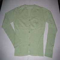 Fashion long sleeves front open light green sweater 1180