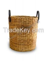 	Round water hyacinth storage basket with handle / Handicraft basket( HLB 1952)