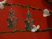 Silver filigree butterfly earrings