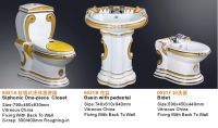 color toilet and pedestal basin