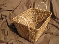 seagrass basket with rattan handles