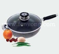 KITCHEN, COOKWARE, NONSTICK SINGLE HANDLE WOK WITH LID