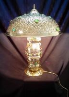 Tall Deco Art Brass Handmade Table Lamp With a Lit Stem