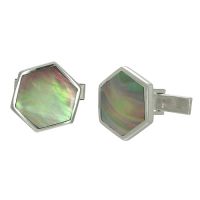 Silver Mens  Cufflinks  Mother of Pearl