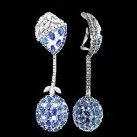 DEFINED BLUE SAPPHIRE 7 DIAMOND EARRINGS