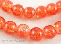 29~30" Orange Crackle Glass Beads, Inner Blossom,About 135pcs/strand