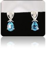 Blue Topaz Diamonds Earrings - 14kt