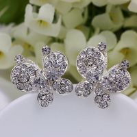 Fashion Silver Plating Color Crystal Shining Butterfly Wedding Bridal Hairpin
