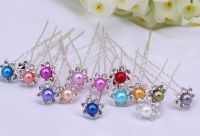 Fashion Silver Plating Color Painting Pearl+Crystal Flower Design Wedding Bridal Hairpin