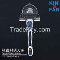 Plastic Suction Cup Shaver Holder Hanger Light Blue