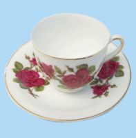 cup and saucer with decal