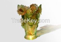 Crystal Glass Liuli Deluxe Home Decoration Flower Vase Sunflower