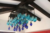 Wrought Iron & Blown Glass Chandelier