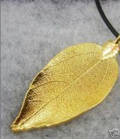24K gold real leaf necklace pendant