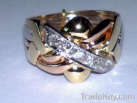 5 band puzzle ring 14k gold with 0.25ct diamonds