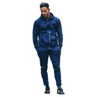 Men's Tracksuit Zip Up hoodies Super Skinny Joggers Navy New Model 2017