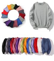 Wholesale Plain Hoodies Sweatshirt Custom 100% Cotton Fleece Loose Fit Crewneck Unisex Sweatshirt Couple Sweatshirts with O-neck