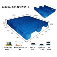 Rackable plastic pallet size 1200x1200x155mm with 8 galvanized steel tube reinforced