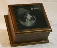 pet urn, wooden pet urn, solid wood cinerary casket for pets
