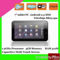 7inch tablet pc android 2.3 capacitive screen