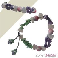 ade Amethyst and Crystal Beaded Bracelet