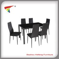 Glass & Metal Dining Set, 1 table +6 chairs