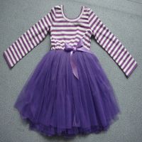 Hot selling! Puffy and posh stripe dark purple baby dress
