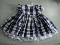 2014 hot selling blue and white squares baby girls dress