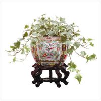 Oriental Fish Bowl with Stand Butterfly Planter