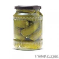 Gherkins -Pickled Cucumbers in Glass Jar