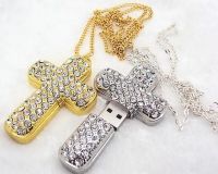 Beautiful cross rhinestone jewelry usb flash drive disk gift for her