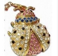 rhinestone beetle USB Flash drive disk as a necklace for beautiful promotional gifts