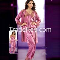 Women Pajamas and Dressing Gown Set