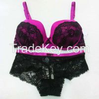 Women's Push up Bra with Lace Briefs Set