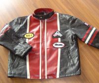 Patched leather racing jacket